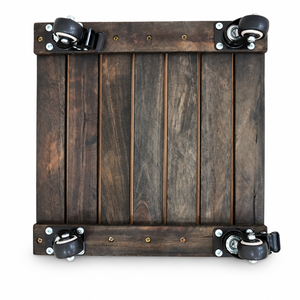 Soporte para Plantas de Madera de Acacia de 12 Pulgadas con Ruedas Bloqueables de 360°, Minimalista, Tradicional, para Jardín, Centros Comerciales, con Revestimiento de PE Ecológico - Product Image 1