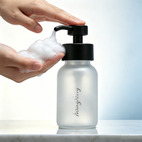Flacon en verre givré de luxe de 250 ml avec pompe à lotion et boîte, emballage rechargeable, sérigraphié pour savon liquide, lotion, coffret cadeau
