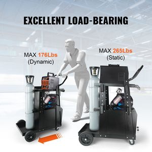 2-Tier Heavy Duty Welding Cart Anti Theft <b>Lockable</b> <b>Cabinet</b> 265LBS Weight Capacity 360 Degrees Swivel Wheels Welder Storage Cart - Product Image 3