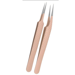 Prix de gros, étiquette privée, ensemble de pinces à épiler en acier inoxydable pour extensions de cils, prise en main parfaite, pinces droites et courbées - Product Image 5