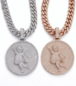 Colgante Circular de Moissanita con Engaste de Bisel Helado de 2.5 Pulgadas, con Parte Trasera Sólida, Listo para Usar, de Plata de Ley 925, Estilo Hip Hop Rapper - Product Image 1