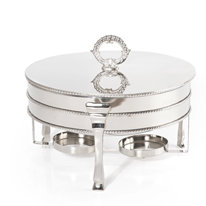 Luxury round chafing dish stainless steel <b>buffet</b> <b>warmer</b> with brass handle border catering hotel food <b>warmer</b> with lid - Product Image 1