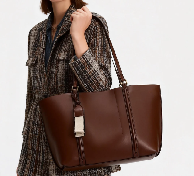 Vintage Series Large Capacity Two Zipper PU Vegan Tote Bag Women Work Handbag Custom Logo OEM ODM Private Label Low MOQ