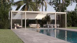 Pergola moderne en aluminium avec revêtement en poudre, toit à lames orientables et abri pare-soleil pour piscine, jardin, terrasse, hôtel - Product Image 2
