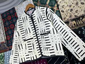New <b>Pattern</b> Breathable Reversible Cotton <b>Quilted</b> <b>Jacket</b> for Women Indian Handblock Print Winter Coat with Sleeve - Product Image 2