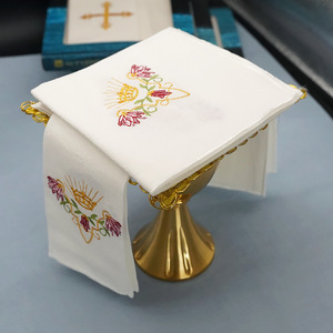 Tela para mantón de cáliz de estilo europeo para rituales de misa de sacerdotes italianos, al por mayor, con hilo de seda al 10% y gasa bordada, tipo babero - Product Image 4