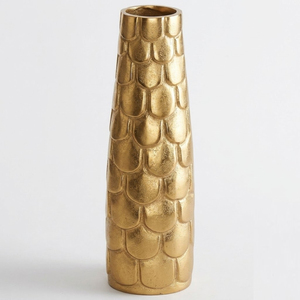 Handcrafted Luxury Silver Aluminium Metal Decorative Vase Set with Textured Ridges and Wavy Accents Modern Hammered <b>Flower</b> Vases - Product Image 5