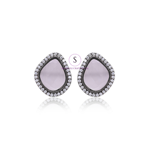 Handmade Designer Jewellery Stud Stone Grey Crystals Designer Jewellery Earrings for Women and Girls for Wedding Haldi, Mehndi - Product Image 3