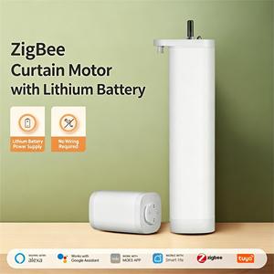 Zigbee <b>Smart</b> Curtain Motor No-wiring needed With Rechargeable Removable Lithium Battery APP <b>Remote</b> <b>Control</b> Work Voice Assistant - Product Image 2