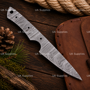Lame de couteau Drop Point en acier Damas forgée à la main, épaisseur 0,6 mm, pour la chasse et le camping, bord droit, équipement de plein air DIY, vente en gros - Product Image 5