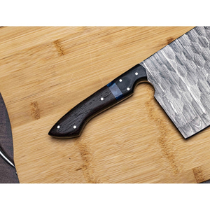 Cuchillo de Chef Burraq OEM Hecho a Mano de Acero de Damasco de Grado Industrial, Cuchillo Multifuncional con Patrón Trenzado, Mango de Madera y Funda de Cuero - Product Image 5
