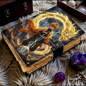 Diario de Cuero Hecho a Mano Inspirado en el Anime, Cuaderno Guerrero Relámpago Dragón Dorado, Diario de Arte Fantástico, Libro de Regalo - Product Image 5