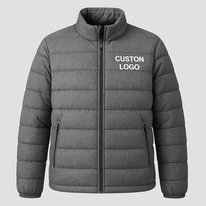 Puffer Jacket <b>Genuine</b> Leather Stand Collar Eco-Friendly Breathable Winter Coat for Men & Women Outerwear Customizable Front Logo - Product Image 1