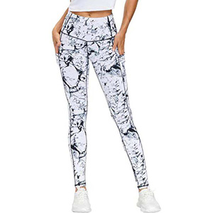 Leggings de sport taille haute pour femme, sublimation, logo personnalisé, imprimé floral ethnique géométrique tie-dye, antibactérien, respirant, lavable - Product Image 3