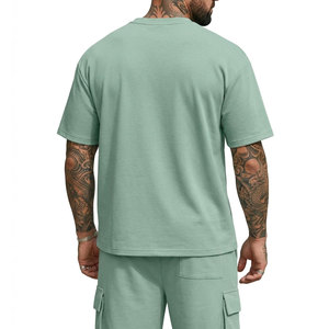 Solid Color Breathable 100% Cotton Summer Short Sleeve Shirt Shorts <b>Set</b> Slim Fit Fitness Streetwear High Quality Men's Short <b>Set</b> - Product Image 2