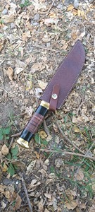Cuchillo de caza Bowie de acero de Damasco hecho a mano Viking Art FH-104, hoja recta, mango de latón y madera, grado industrial, 15 pulgadas, OEM - Product Image 6