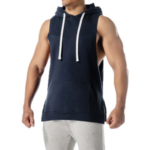 Camiseta sin mangas con capucha para hombre, diseño de corte muscular, para gimnasio, culturismo, fitness, entrenamiento, OEM, con bordado. - Product Image 3