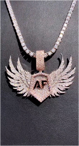 Collar con Colgante de Alas de Ángel con Incrustaciones de Moissanita VVS, Cadena Tipo Tenis, Personalizado, Tendencia, Superventas, Estilo Hip Hop, Lujo, OEM, Plata, para Fiesta - Product Image 3