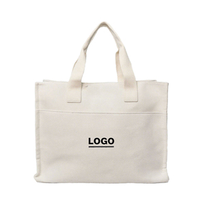COTTON VOYAGE Wholesale Medium <b>Canvas</b> <b>Tote</b> Bag with Custom Printed Logo Own Design Pocket Shoulder Closure & Handle - Product Image 1