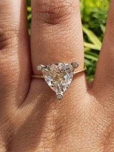 Modern 2.01CT Trillion Cut Diamond Solitaire <b>Ring</b> For Women's Lab Grown 14K Solid Gold Fine Jewelry Wedding Proposal Gift Her - Product Image 1