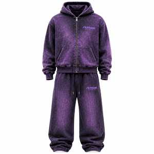 Chándal de invierno ligero de algodón para hombre, de alta calidad, con capucha, pierna ancha, cordón ajustable, logo frontal y lavado ácido, ¡Gran Venta a Precio de Fábrica! - Product Image 1