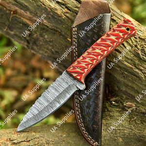Couteau de chasse/skinner à lame fixe en acier Damas de qualité industrielle, personnalisable, avec manche en bois Pakka, pour le camping en extérieur, vente en gros OEM/ODM - Product Image 6