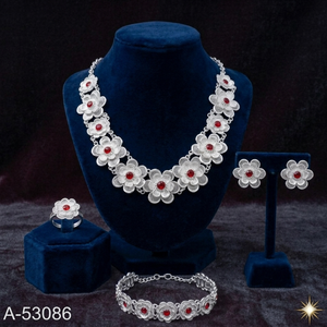 Luxury Women's Trendy 24K Gold Plated Brass Zircon Cushion Cut Charm Necklace Earrings Set Box <b>Chain</b> Imitation Pearl Lab Created - Product Image 3