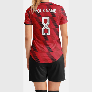 Maillots de football pour femmes de qualité supérieure, ensembles d'uniformes de football, 100% polyester extensible, séchage rapide, uniformes de football personnalisés avec le nom de l'équipe - Product Image 6