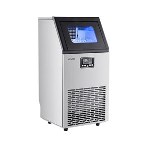 Equipo de Cocina Comercial, Máquina de Hielo Independiente de Acero Inoxidable para Mostrador, 100 Libras/24h, 28 Libras de Almacenamiento, 45 Cubos por Hora - Product Image 1