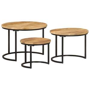Ensemble de 3 tables basses gigognes noires ton naturel - Product Image 2