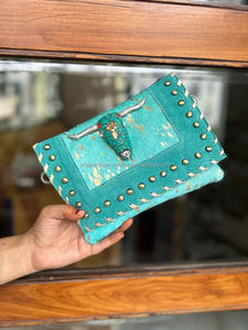 Metallic Fur Leather Handbag Western Style Crossbody Handbag Steer Carving Sling <b>Purse</b> Western Style Handbag - Product Image 4