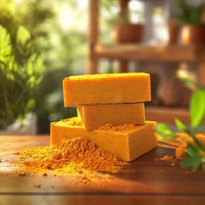 Jabón en Barra de Cúrcuma Vegano Transparente Hecho a Mano de Alta Calidad, Beneficios Naturales para Blanquear y Humectar la Piel - Suministro al por Mayor - Product Image 5