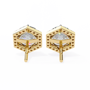 Unique Round Cut IGI 1Ct each and Round Lab Grown Diamond 14K Gold IGI Certified <b>Earring</b> <b>Tops</b> for Gift Party & Anniversary - Product Image 3