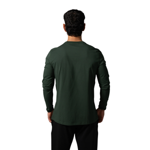 Men's <b>Black</b> O-Neck <b>Long</b> Sleeve <b>T</b>-<b>Shirt</b> Polyester/Cotton Blend Breathable Quick Dry Logo Design Regular Fit Casual Daily Wear - Product Image 2