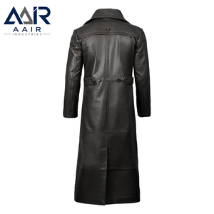 Gabardina de Cuero Genuino para Hombre, Larga, Transpirable, Resistente al Viento, Corte Regular, para Uso Casual y Formal - Product Image 3