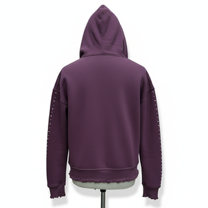 Sudadera con capucha y sudadera de algodón 100% de alta calidad para hombre, con estampado de diamantes de imitación en toda la prenda, peso pesado de 550 gramos, estilo urbano personalizado, venta al por mayor. - Product Image 6
