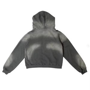 Custom 400 Gsm Sweat Suit with Acid Wash Distressed Embroidery <b>Baggy</b> <b>Trouser</b> and Hoodie Set Flared Tracksuit for <b>Women</b> - Product Image 5