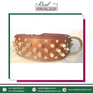 Collier de chien réglable en cuir pur Design élégant de rivet Top Accessoires pour animaux de compagnie - Product Image 3