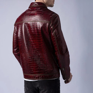 Top Ranking Unisex Stylish Embossed 100% <b>Genuine</b> Leather Zipper Breathable Knitted Stand Front Winter Jacket New Collection - Product Image 2