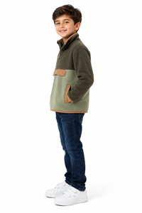 Sudadera Térmica Livster para Niños, Forrada, Transpirable, con Bloques de Color, de Polar, Cuello Alto, Manga Larga, para Invierno - Product Image 2