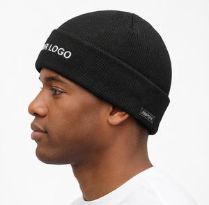 Bonnet brodé personnalisé avec logo, bonnet d'hiver en jacquard, bonnet tricoté à revers en maille côtelée, bonnet chaud tricoté pour l'hiver - Product Image 3