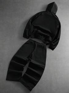 Men’s Fashion Tracksuit Set – Hooded Letter Print <b>Zip</b>-<b>Up</b> <b>Jacket</b> & Matching Contrast Pants, Urban Streetwear Jogging Suit - Product Image 3