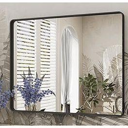 Espejo de Baño Rectangular de 24x30 Pulgadas para Montar en la Pared, con Marco de Vidrio Templado, Antivaho y Antirrotura - Product Image 2