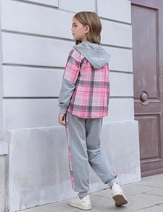 Ensemble sweat à capuche et pantalon pour enfants, confortable, en molleton de coton, survêtement décontracté pour garçons et filles - Product Image 4