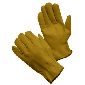 Gants de conduite en cuir grainé beige avec paume renforcée et bordure verte, résistants à l'abrasion, gants de sécurité pour le travail, directement de l'usine - Product Image 4