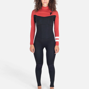Combinaison de plongée en néoprène une pièce pour femme, col montant, blocs de couleur contrastants, coupe ajustée, pantalon long - Product Image 1