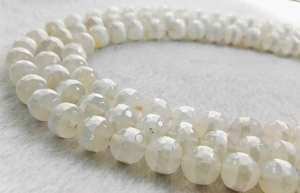 ลูกปัดหินอาเกตทิเบต Dzi สีขาวลายเส้นเหลี่ยมเพชรพลอย หินธรรมชาติสำหรับทำเครื่องประดับ - Product Image 3