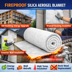 Manta Ignífuga de Aerogel de Sílice para Revestimiento de Paneles de Yeso, Aislamiento de Paredes, Barrera Térmica de Alta Temperatura y Mejora de Edificios - Product Image 4