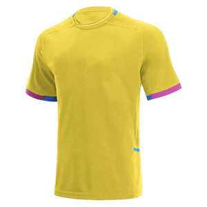 เสื้อยืดกีฬาผู้ชายสีเหลือง คอกลม แขนสั้น 240 กรัม ผ้าเนื้อเดียว สปอร์ต ทรงฟุตบอล - Product Image 1
