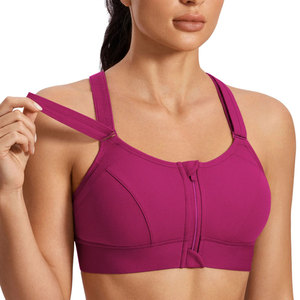 Soutien-gorge de sport pour femme, magenta, dos croisé, maintien moyen, respirant, maille sans couture, design ajouré, vêtement de fitness - Product Image 5